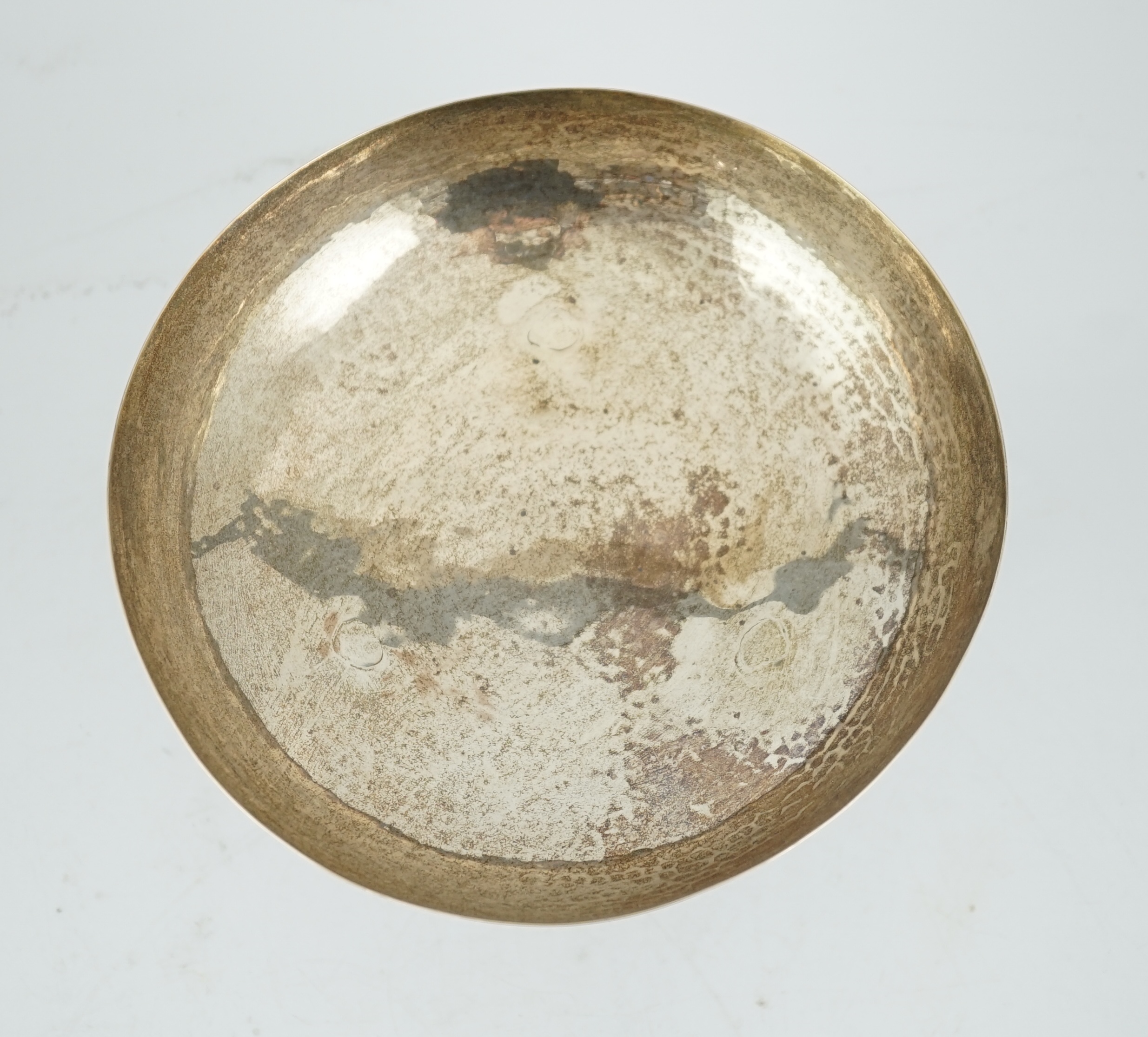 A George V Arts & Crafts planished silver tazza, by Pearce & Sons